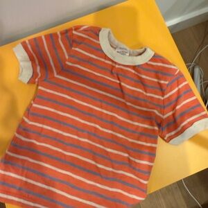 Hanna Andersson Striped Coral and Blue Tee